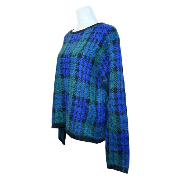 Vintage GAP Women's Sweater Size Large Winter Plaid Mohair Wool Y2K Tartan Cozy - Picture 3 of 9